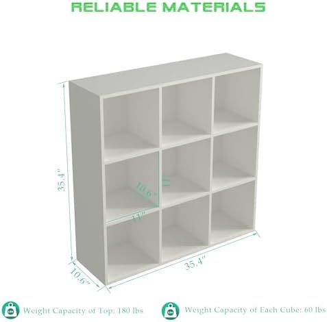 OSCHF 9-Cube Storage Shelf Bookcase, Warm White - Image 2