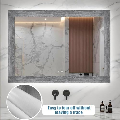 YESUS Dark Grey Wood Grain 3D 10M Wallpaper Frame Removable PVC Waterproof Peel and Stick Wallpaper,Bathroom Frame Sticker Wall Decor (Dark Gray, 2" x 393") - Image 5