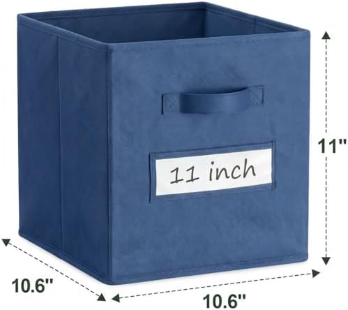 Storage Bins,11" Cube Storage Bin with Labels,10pcs,Navy Blue - Image 3