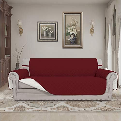 Easy-Going Reversible Couch Cover, 3 Cushion Sofa, Christmas Red/Ivory - Image 2