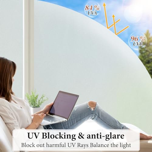 DUOFIRE Window Privacy Film, Frosted Glass Window Film, Pure, 35.4"x78.7" - Image 2