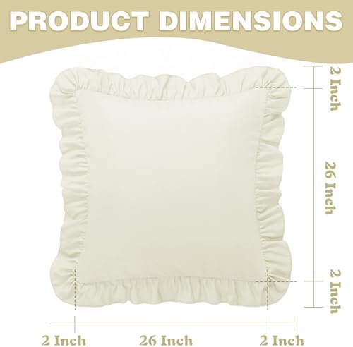 KKJIAF 2 Pack Ruffle Pillow Cases 26x26 Inches, Beige - Image 3