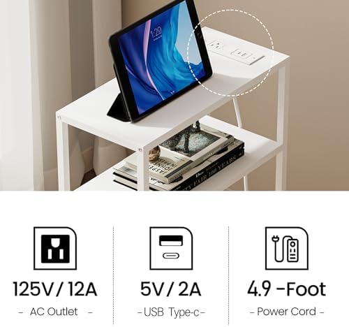 TUTOTAK Narrow Side Tables with Charging Station, Slim End Tables Set of 2 - Image 6
