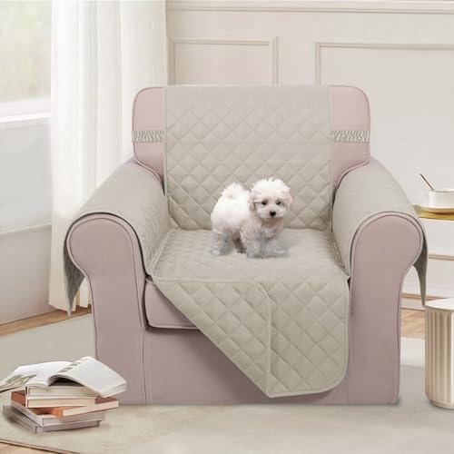 U-NICE HOME Reversible Recliner Chair Covers, Beige/Beige - Image 2
