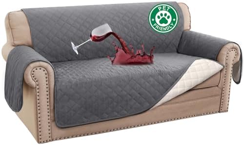Turquoize 100% Waterproof Couch Cover Sofa Covers for 2 Cushion Couch Loveseat Covers Triple Non-Slip Couch Cover for Dogs Washable Furniture Protector Cover for Pets, Kids,Dog (Loveseat 54", Gray) by Turquoize
