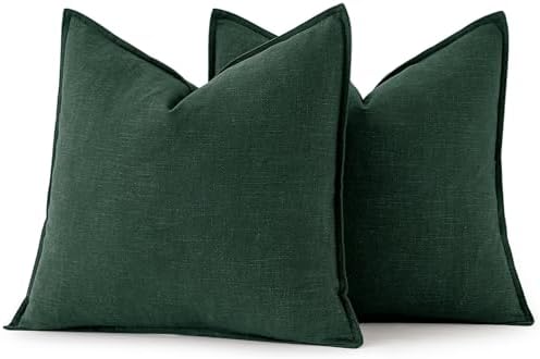MIULEE Decorative Linen Pillow Covers 20x20 Inch Dark Green - Image 6