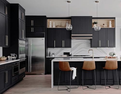 15.7" x 118" Peel and Stick Wallpaper Matte Black Contact Paper for New Environmentally Friendly Materials Thickening Waterproof Upgrade Black Wallpaper for Countertops Bathroom Kitchen Cabinet - Image 6