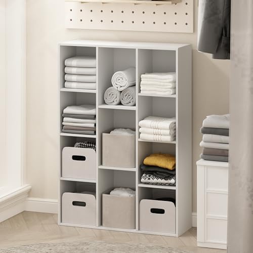 Furinno Reed Closet Organizers and Storage, 11-Cube Closet Organizer, Open Shelf Closet Storage, for Wardrobe, Bedroom, Living Room, White by Furinno-FitsYourSpaceFitsYourBudget