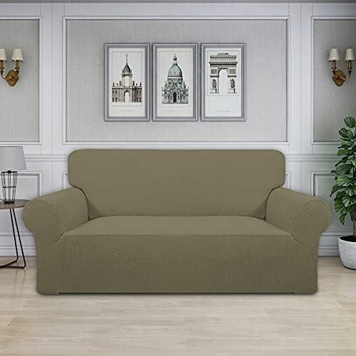 Easy-Going Stretch Oversized Loveseat Couch Covers Washable Khaki - Image 2