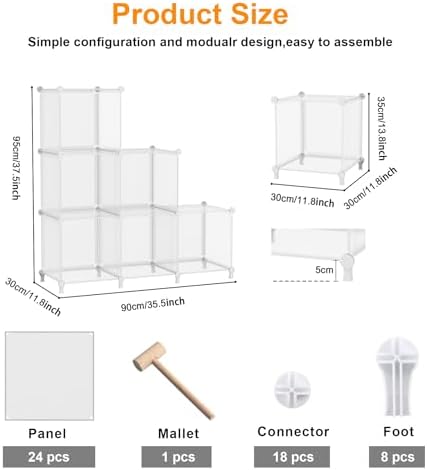 AWTATOS Cube Storage Organizer, Closet Organizers, 6 Cube Shelf, Clear - Image 3