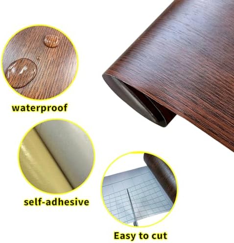 Teemall 10M Black Wood Grain Removable PVC Waterproof Border Wall Decor Removable Self Adhesive Kitchen Bathroom Tiles Sticker Wallpaper 4.2x390 (Brown, 2" x 390") - Image 3