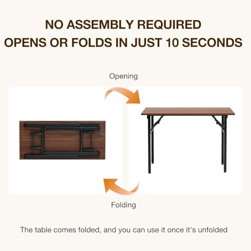 TEMI Small Computer Desk Folding Table - 43.3" Foldable Office Desk, No Assembly, Perfect for Small Spaces in Bedroom, Dorm, or Apartment, Portable Mini Desk or Study Table with Compact Design, Walnut - Image 4
