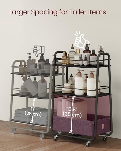 VASAGLE Storage Cart with Fabric Basket, 3-Tier Rolling Utility Cart - Image 4