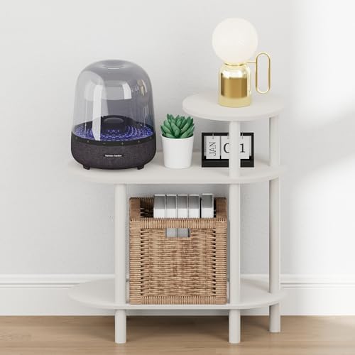 Furinno Turn-N-Tube Night Stand, 3-Tier Oval Sofa Nightstand with Open Shelf, Toolless Assembly Narrow End Table, Side Table, Bedside Table, for Bedroom, Closet, Dorm, White - Image 5