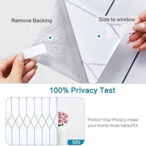 Window Privacy Film, Moroccan Pattern Static Cling, White, 23.6" x 78.7" - Image 6