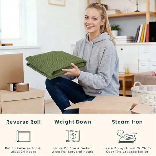 KOZYFLY 6x9 Dining Room Rugs, Washable Area Rug for Living Room, Non Slip Rugs for Bedroom, Braided Floor Carpet for Nursery, Office, Cotton Rug Home Indoor Decor, Olive Green/Earthy Green - Image 5