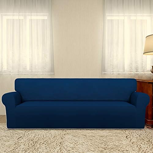 PureFit Stretch Couch Covers for Sofa 4 Seater Slipcovers Navy - Image 2