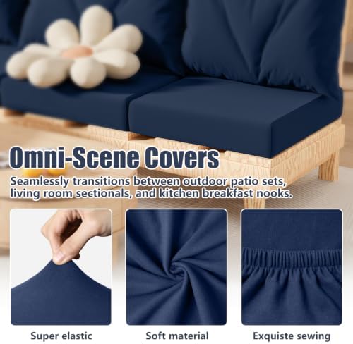 8Pcs Outdoor Cushion Covers, Stretch Patio Furniture Couch Chair Slipcovers - Image 4
