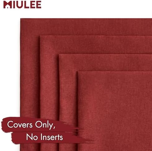 MIULEE Pack of 4 Decorative Outdoor Throw Pillow Covers Linen Waterproof Pillow Covers Summer Farmhouse Cushion Cases for Patio Garden Tent Balcony Couch Sofa 18x18 Inch Burgundy - Image 5