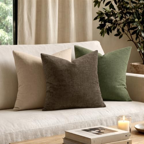 MIULEE Chocolate Brown Chenille Couch Throw Pillow Covers, 20x20 - Image 2