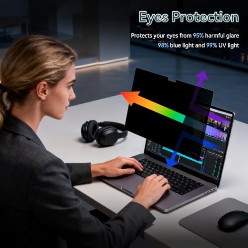 360° Privacy Screen for MacBook Air 13.6/13 Inch (2022-2026, M2, M3, M4, M5), 4 Way Privacy Anti Glare Blue Light Filter Shield Film Anti Spy Laptop Protector for Mac 13.6In Computer - Image 3
