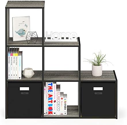 Furinno Pelli 3-2-1 Cubic Storage Cabinet, French Oak Grey/Black - Image 3