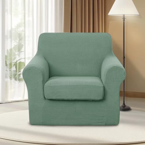 U-NICE HOME 2 Pieces Chair Covers Stretch Chair Slipcover, Olive Green - Image 2