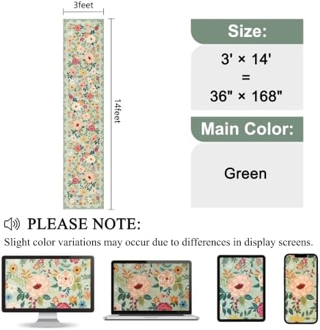 DUKINO 3x14 Washable Runner Rug, Non Slip Long Kitchen Runner Rug, Green - Image 2