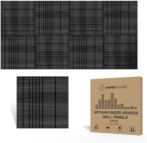 WoveN SounD Acoustic Wall Panels, Black Oak, 8 Pack, 23.6x23.6 in by WovenSound