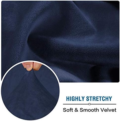 H.VERSAILTEX Velvet Stretch Couch Cushion Cover Plush Cushion Slipcover for Chair Loveseat Sofa Cushion Furniture Protector Seat Cushion Sofa Cover (3 Piece XL Sofa Cushion Covers, Navy) - Image 5