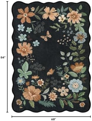 Lahome Floral Rugs for Living Room, 5x7 Area Rugs Soft Washable Bedroom Rug - Image 2