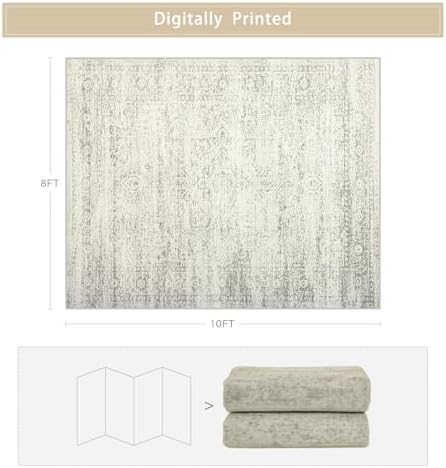 Washable Rugs 8x10 Area Rug for Living Room,Bedroom,Dining Room-Beige Green - Image 2