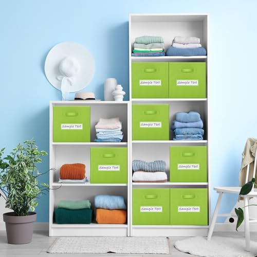 Fabric storage cubes (8 Pack) 13 Inch Cube Storage Bin, cube organizer bins with 8 Labels Window Cards & a Pen, Foldable cube organizer bins and Storage Box, lime green - Image 6