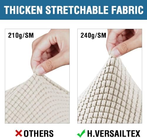 H.VERSAILTEX 4 Piece Stretch Sofa Covers for 3 Cushion Couch Covers for Living Room Furniture Slipcovers (Base Cover Plus 3 Seat Cushion Covers) Thicker Jacquard Fabric (Large Sofa, Island Fossi) - Image 3