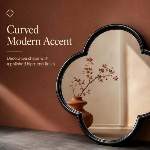 2 PCS Clover Mirror Wall Decor, Metal Framed Glass Mirror Tiles, Lucky Four Leaf Clover Design Decorative Mirrors for Home Office, Dorm, Hallway, DIY Wall Art Mirror Set - Image 3