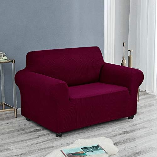 Joccun Stretch Chair Couch Cover,1-Piece Sofa Slipcover Spandex Jacquard Fabric Sofa Covers with Elastic Bottom,Washable Furniture Protector for Dogs,Cats,Kids(Armchair,Burgundy) - Image 4