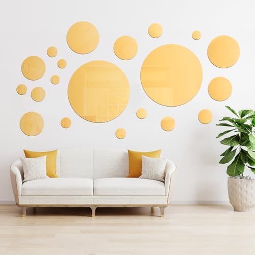 Shappy 32 Pcs Acrylic Mirror Wall Stickers Removable, Gold, Medium Size - Image 4