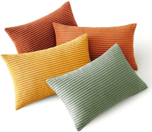 MIULEE Fall Decorative Lumbar Pillow Covers Yellow Rust Green 12x20 by MIULEE