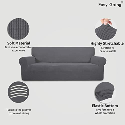 Easy-Going Stretch Couch Covers for Sofa Washable Large Gray - Image 3
