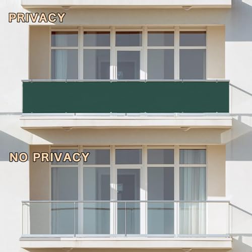 SUNLAX Custom Size 3'x19' Dark Green Balcony Privacy Screen 90% UV Block - Image 5