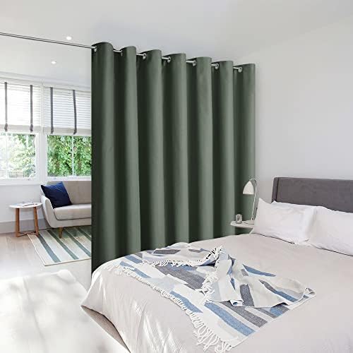 NICETOWN Wall Dividers for Rooms, Sound Barrier Room Divider Curtain Screen Partition, Function Thermal Blackout Patio Door Panel, Sliding Door Insulated Curtain, Dark Mallard, 8.3ft Wide x 8ft Long by NICETOWN