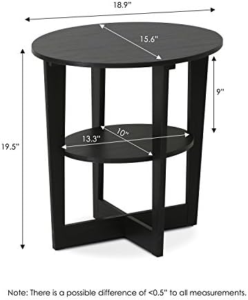 Furinno Jaya 2-Tier Round Side Table Set of 2, Open Shelf, Walnut - Image 3