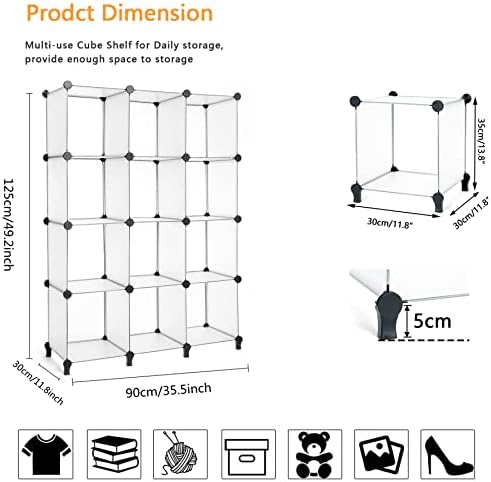 AWTATOS Closet Organizer, 12 Cube Storage Organizer, Translucent - Image 3
