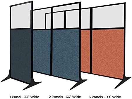 Versare Workstation Partition | Portable Wall Divider | Modern Office Cubicle | Free Standing Privacy Screen | Flexible Work Space | 33" x 70" W/Window, Navy Blue Fabric Panels - Image 3
