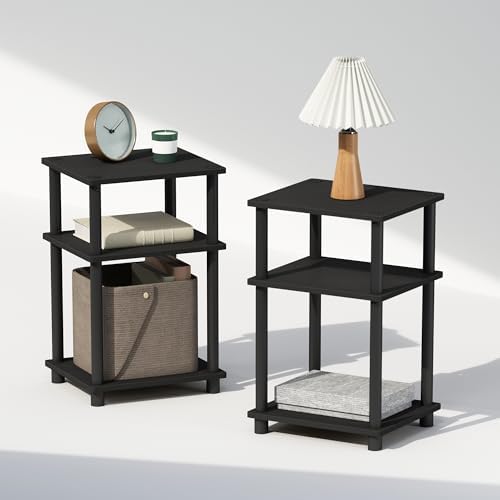 Furinno JUST Set of 2 Toolless 3-Tier Night Stand, Americano by Furinno-FitsYourSpaceFitsYourBudget
