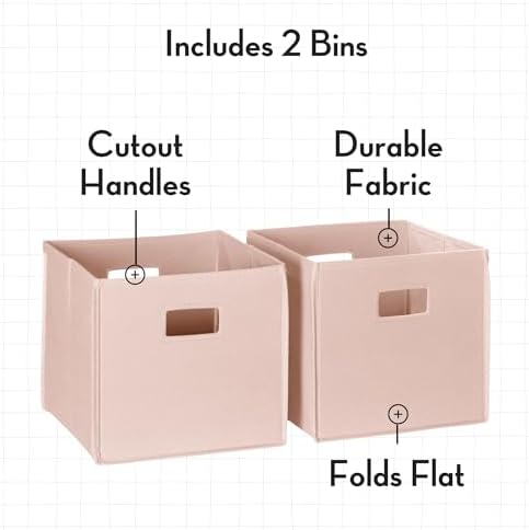 RiverRidge Folding Storage Bins - 2-pack of 10in Tall Soft Pink Cubes - Image 3