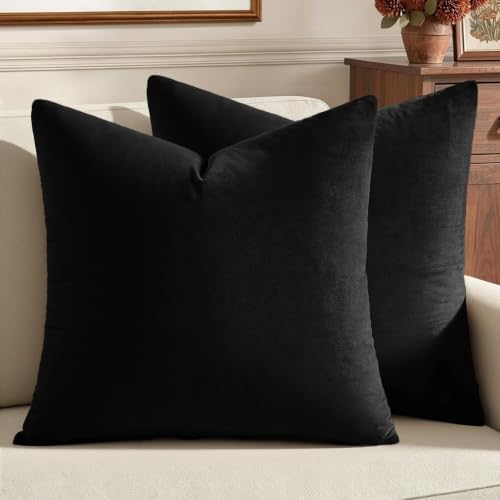 MIULEE Velvet Throw Pillow Covers 18x18 Inch Pack of 2 Black by MIULEE