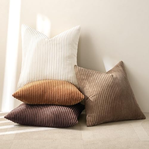 MIULEE Fall Corduroy Decorative Throw Pillow Covers Brown Series 18x18 - Image 7