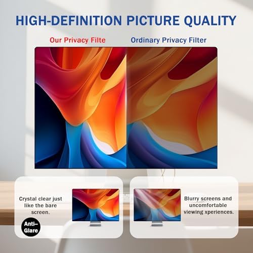 （2 Pack） 24 Inch Magnetic Computer Privacy Screen Filter for 16:9 Widescreen Monitor, Removable Privacy Screen Anti Spy Desktop Security Private Filter (ONLY Suitable for Borderless Screens) - Image 4