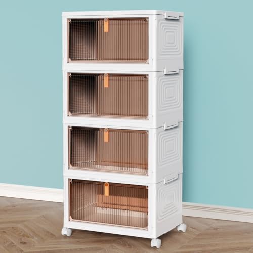 CTSNSLH 4 Tier Plastic Storage Bins with Lid 23QT - Stackable Storage Bins by CTSNSLH